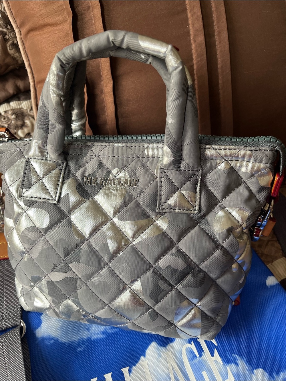 MZ Wallace Quilted Micro Sutton in Dark Gray Camo - like new!